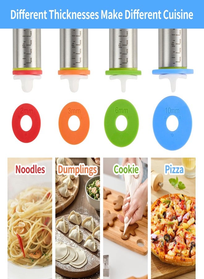 Jekero Adjustable Rolling Pin for Baking, with Thickness Rings Stainless Steel Dough Roller Pins for Pasta, Pizza, Pie Crust, Pastry and Cookie Making - Image 2